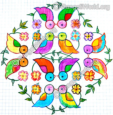 Love birds kolam jan 2015