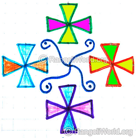 Simple flower kolam for kids jan 2015
