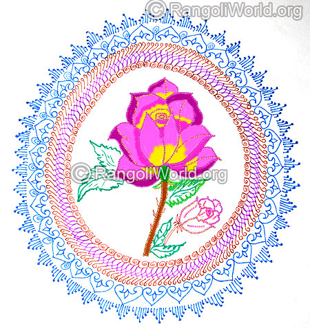 Colorful rose flower rangoli dec jan 2016