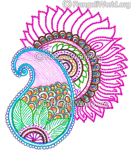 Mango and lotus rangoli with kundan design jan 2016