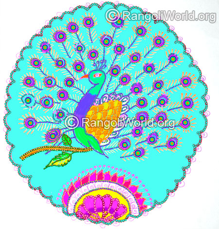 Peacock bird freehand rangoli margazhi month festival 2016