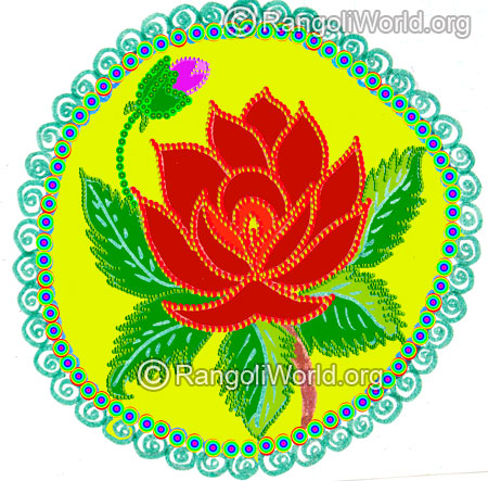 Rose flower freehand rangoli margazhi 2016