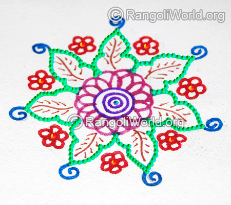 Simple leaf flowers freehand rangoli margazhi month 2016