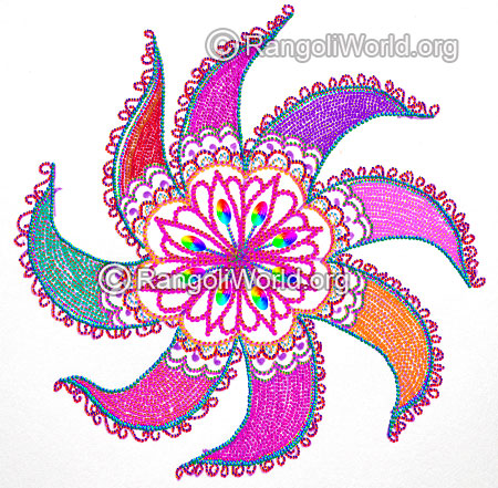 Swastika flower pooja freehand rangoli 2016