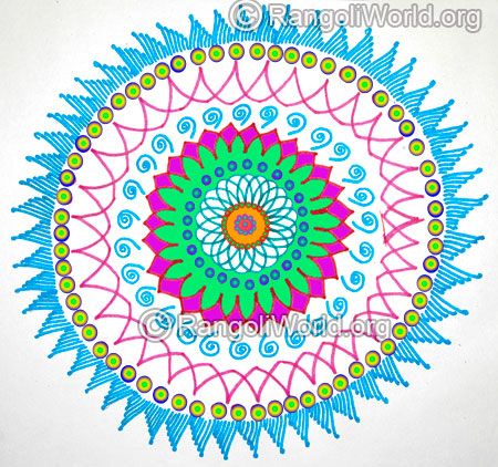 Temple pooja big freehand rangoli margazhi 2016