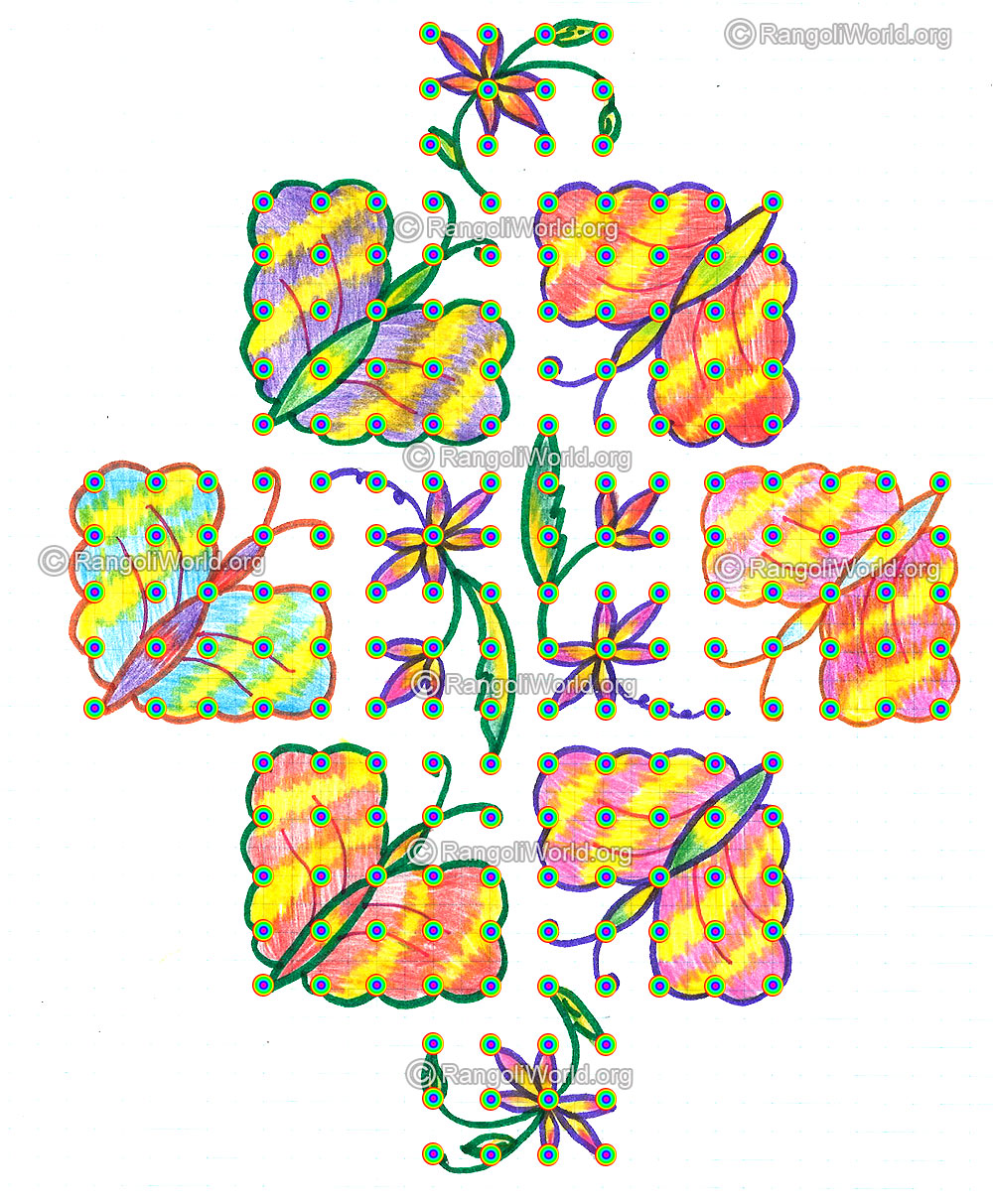 Butterfly kolam margazhi dec jan 2016 with dots