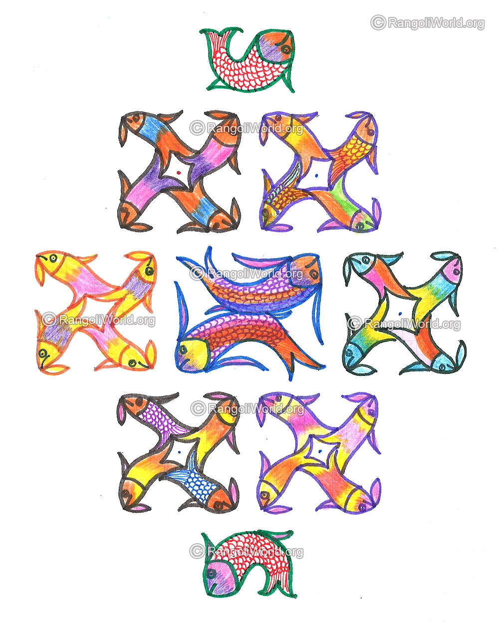 Colourful fish kolam margazhi dec jan 2016