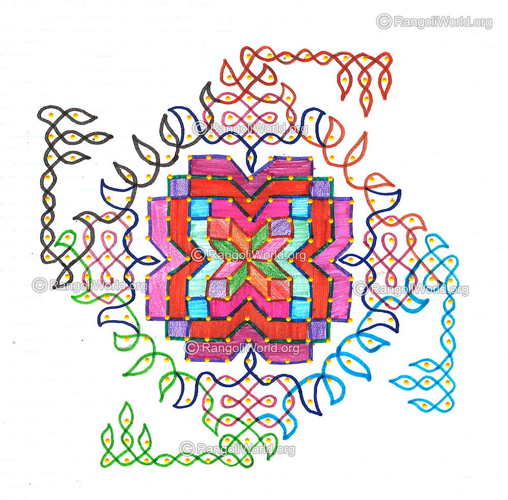 Deepam vilakku sikku kolam margazhi dec jan 2016 with dots