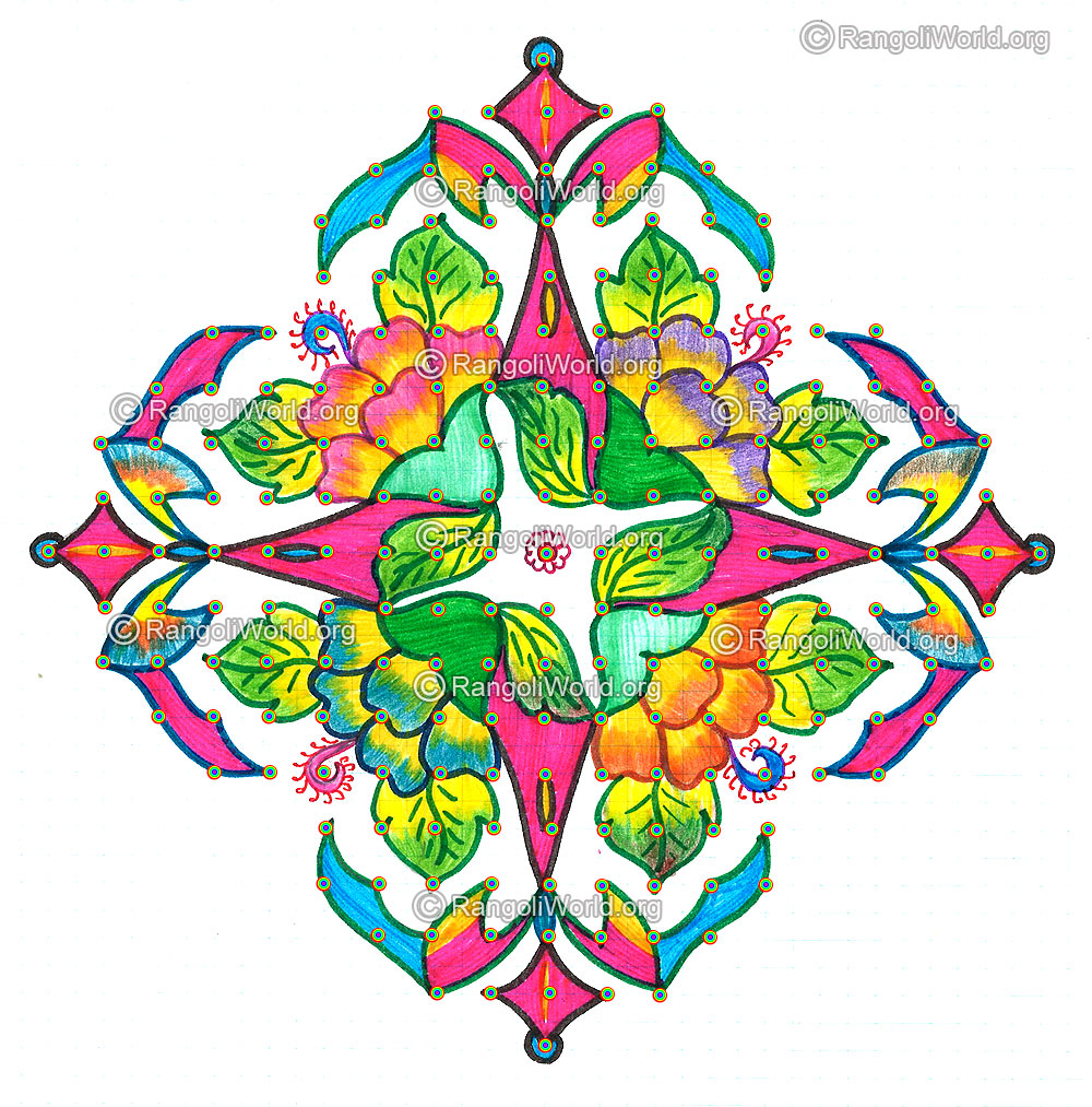 Flowers with leaf kolam margazhi dec jan 2016 with dots