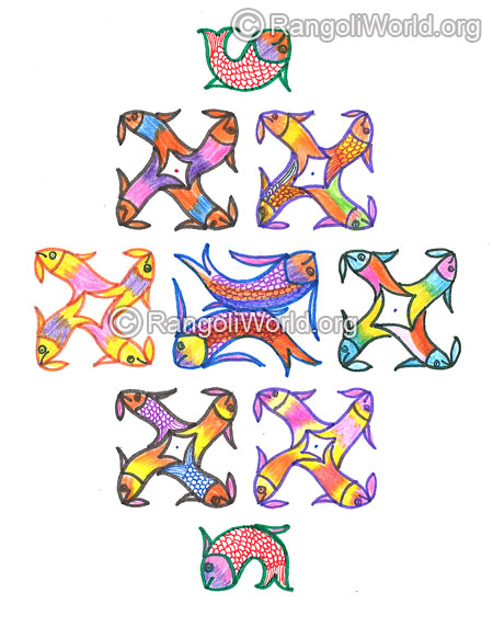 Colourful fish kolam margazhi dec jan 2016