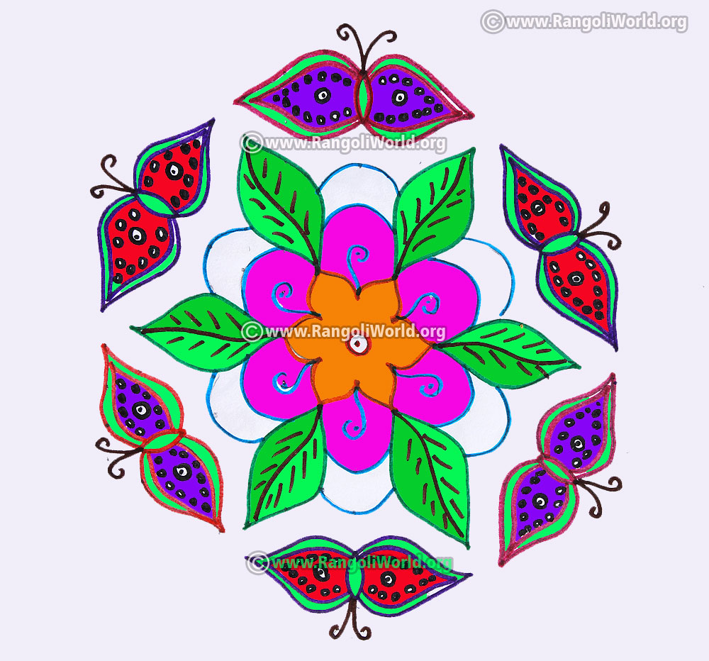 Butterfly and flowers kolam design jan 2017
