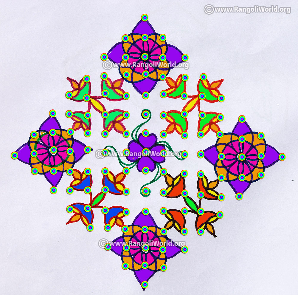 Deepam rangoli kolam design jan 2017 with dots
