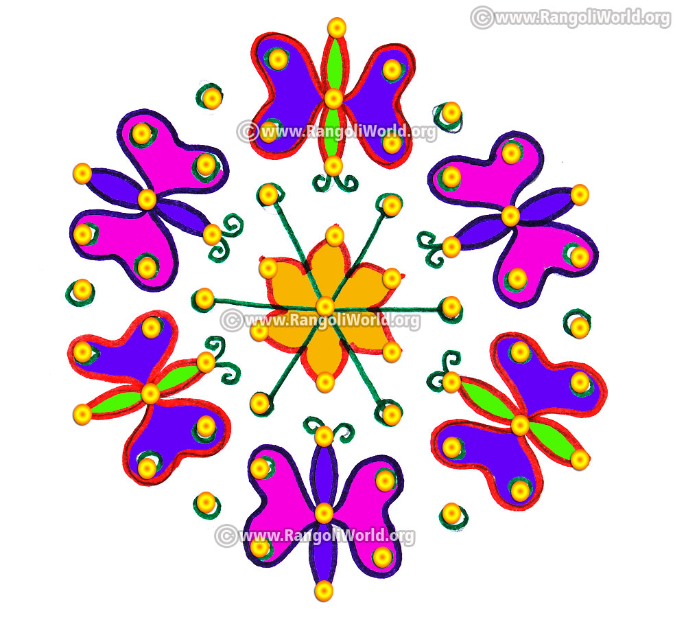 Easy butterfly kolam jan 2017 with dots