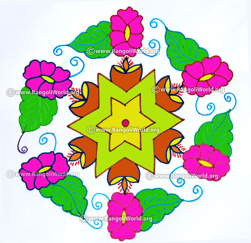Flower deepam kolam jan 2017 margazhi festival