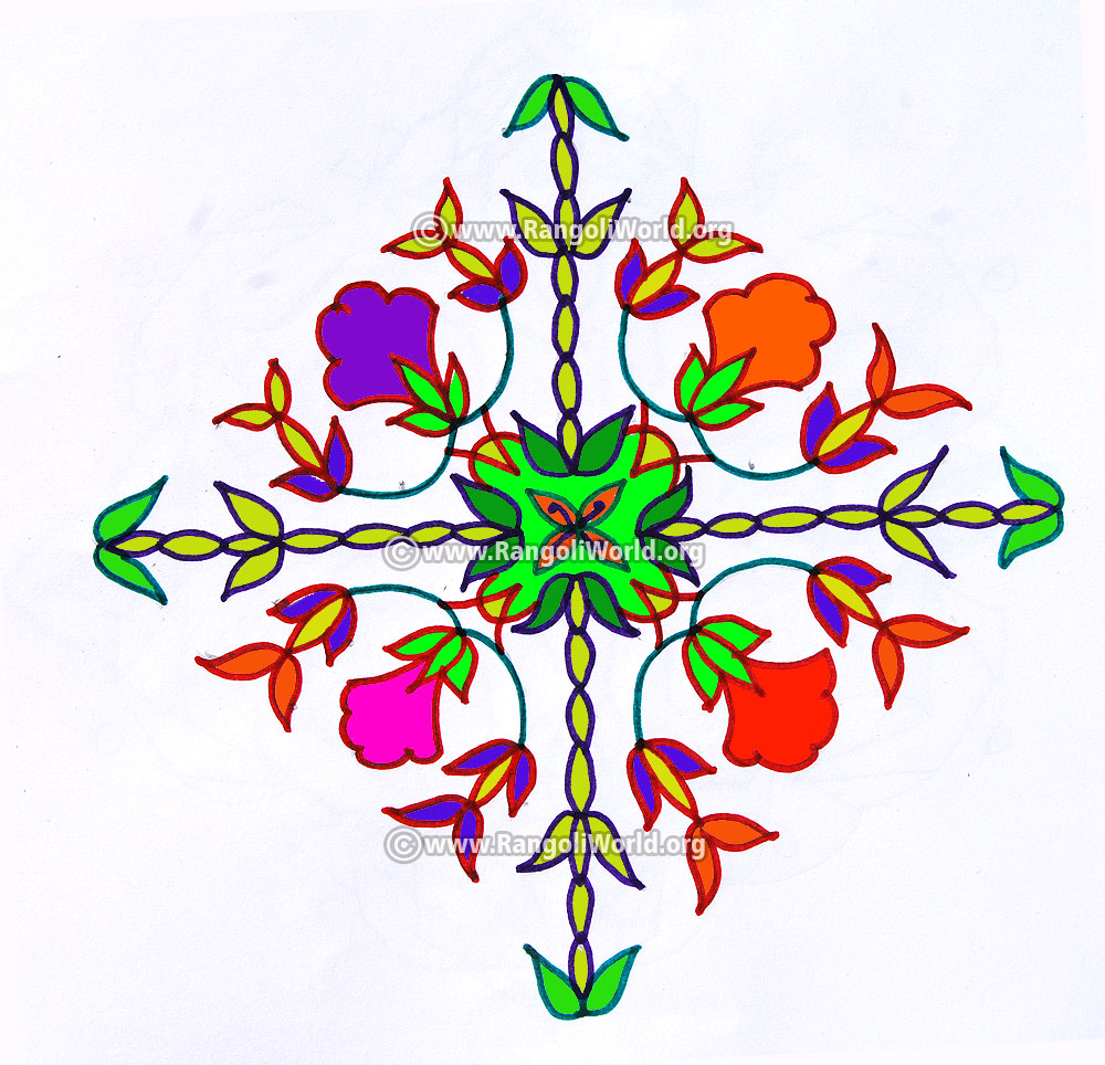 Flowers and leaf kolam jan 2017