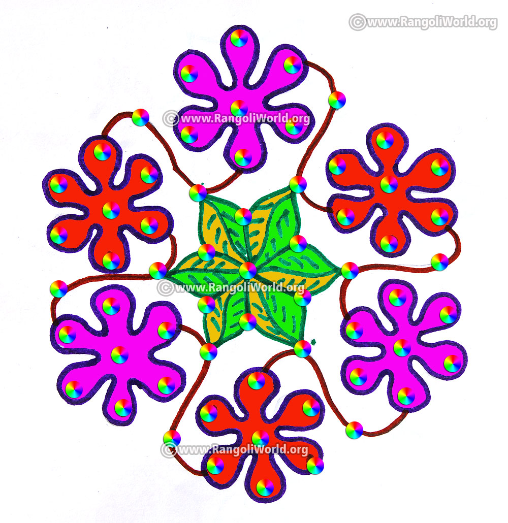 Flowers kolam design jan 2017 with dots