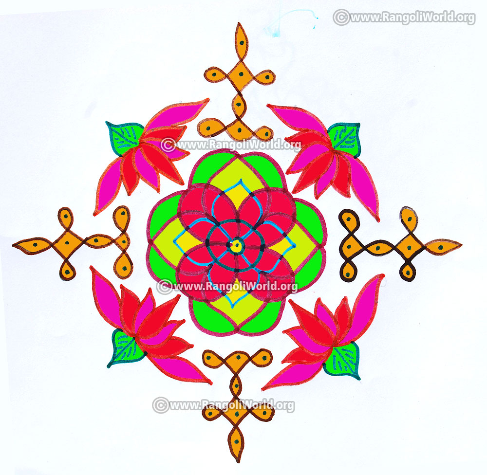 Lotus flower deepam sikku kolam jan 2017