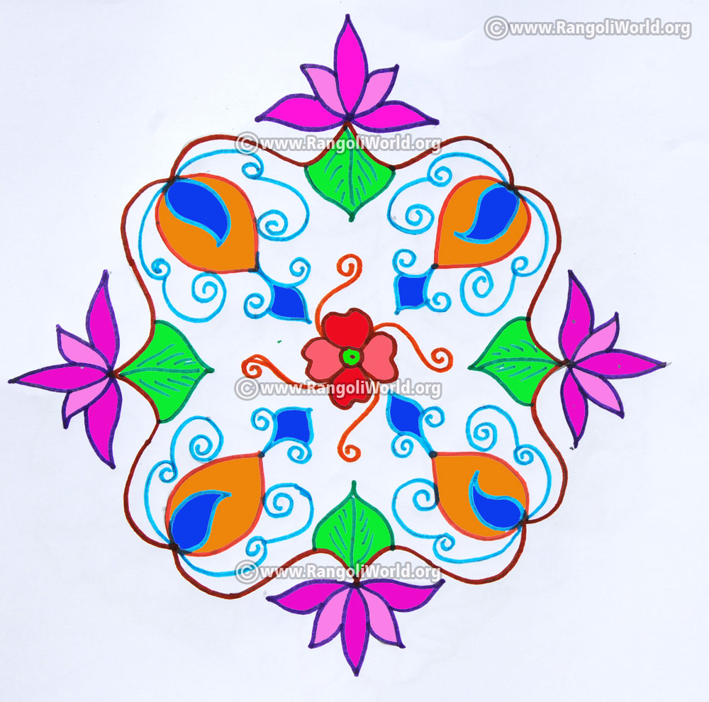 Lotus flower kolam design margazhi 2017