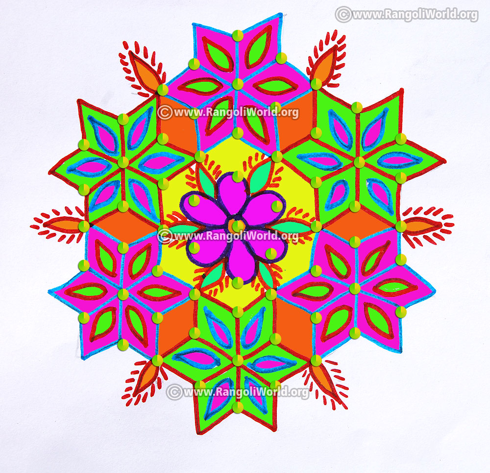 Star kolam design jan 2017 with dots