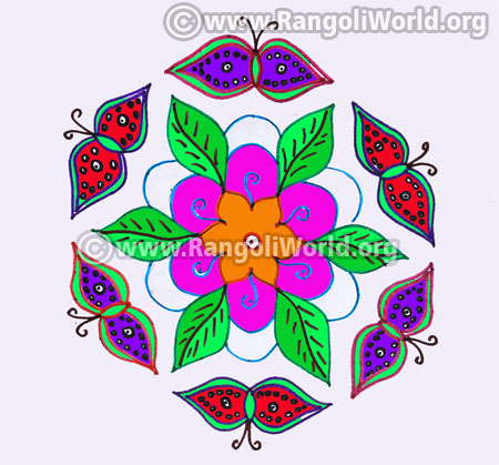 Butterfly and flowers kolam design jan 2017