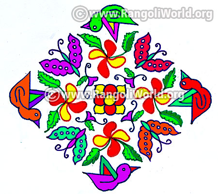 Butterfly duck kolam design jan 2017