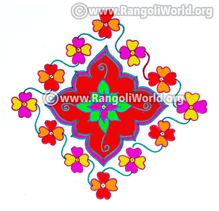 Colourful flowers kolam jan 2017