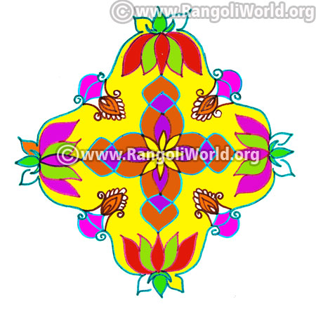 Colourful lotus kolam design jan 2017