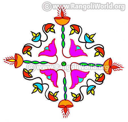 Lotus flower kolam design margazhi 2017