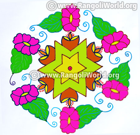 Flower deepam kolam jan 2017 margazhi festival