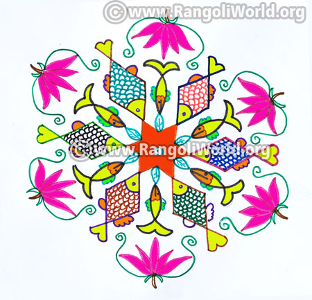 Lotus and fish kolam jan 2017