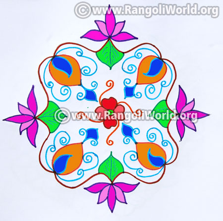 Lotus flower kolam design margazhi 2017