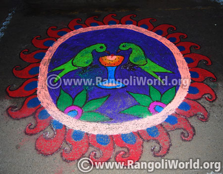 Birds freehand rangoli  margazhi 2017