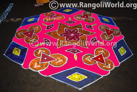 Big flowers freehand rangoli margazhi 2017