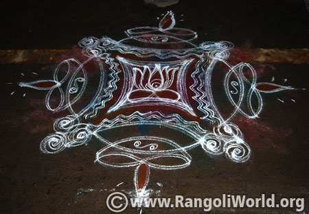 Double stroke deepam freehand rangoli 2017