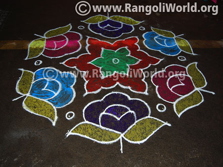 Easy rose flower rangoli kolam dec jan 2017