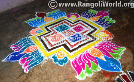 Lotus flowers pooja rangoli design 2017