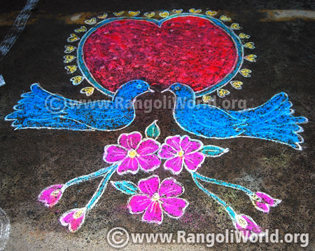 Love birds margazhi rangoli 2017