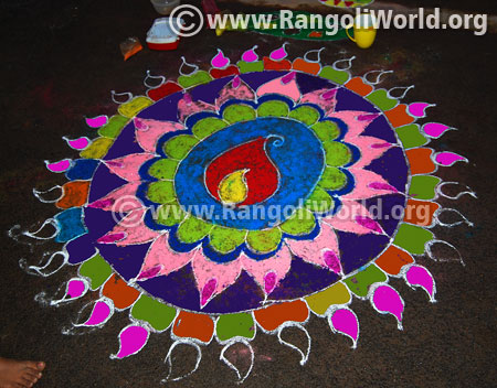 Mango shape freehand rangoli design margazhi 2017