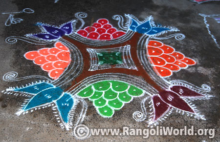 Simple lotus freehand rangoli margazhi festival 2017