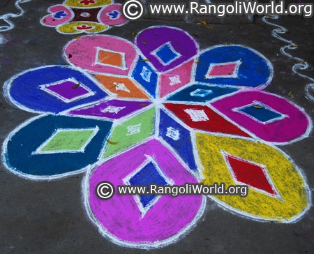 Colourful star kolam design 2018 margazhi festival