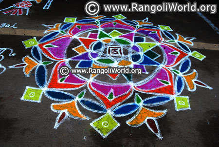 Double stroke flower freehand rangoli design2018