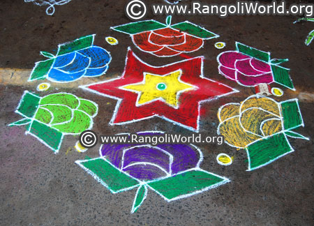 Rose and star kolam design margazhi 2018