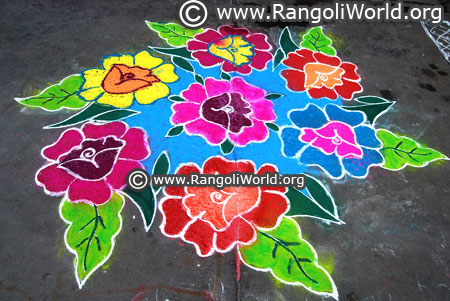 rose flower kolam design 2018