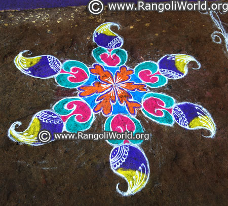 Simple mango design freehand rangoli 2018