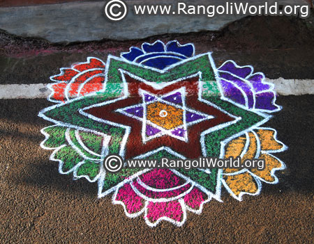 Star flowers kolam design 2018