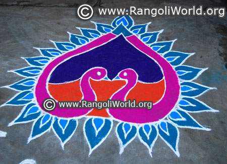 Twin peacock rangoli design margazhi festival2018