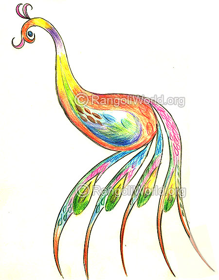 Modern Peacock Rangoli-Handdrawn
