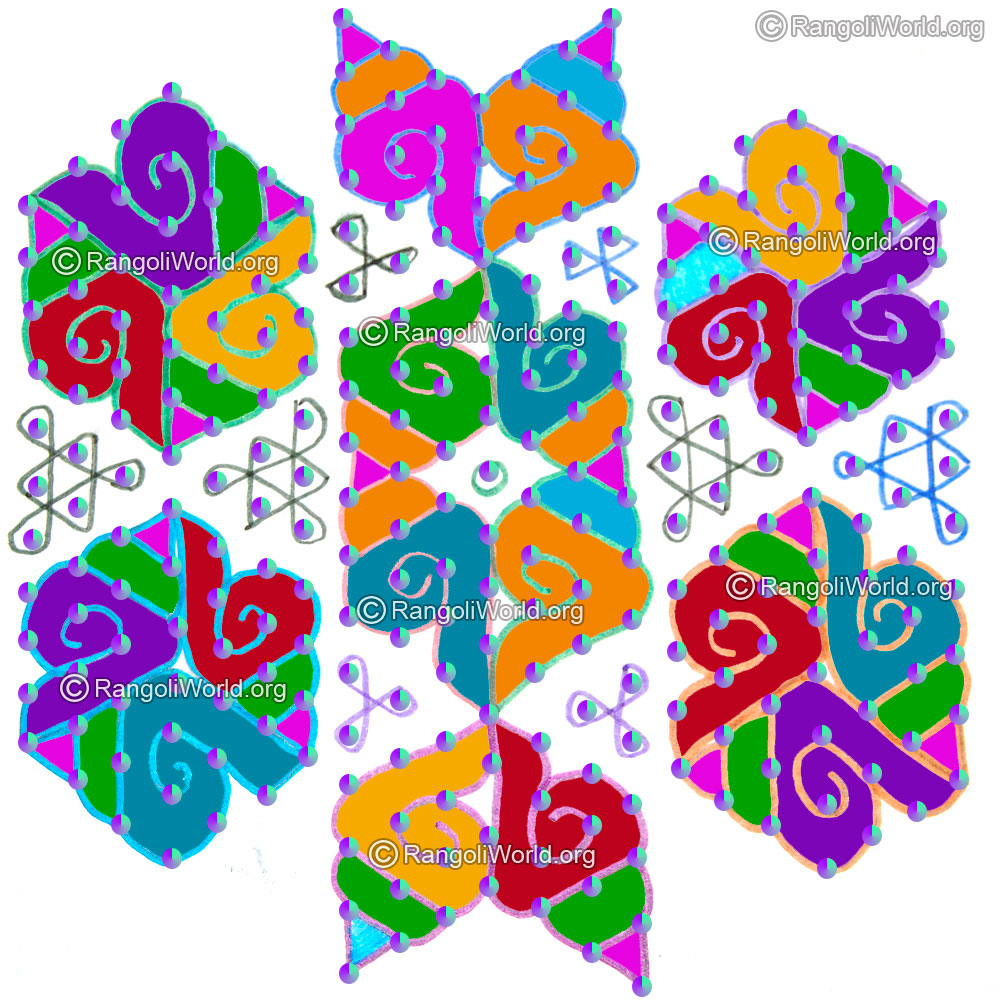 Big sangu shell kolam jan 2016 with dots
