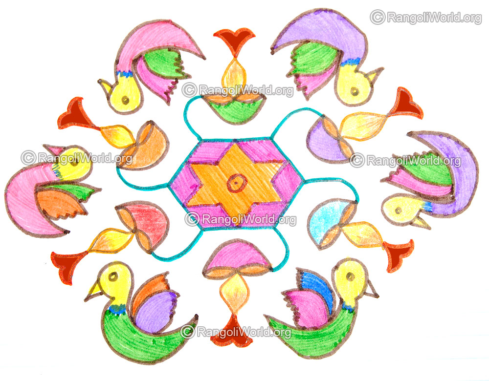 Dove deepam lamp kolam jan 2016