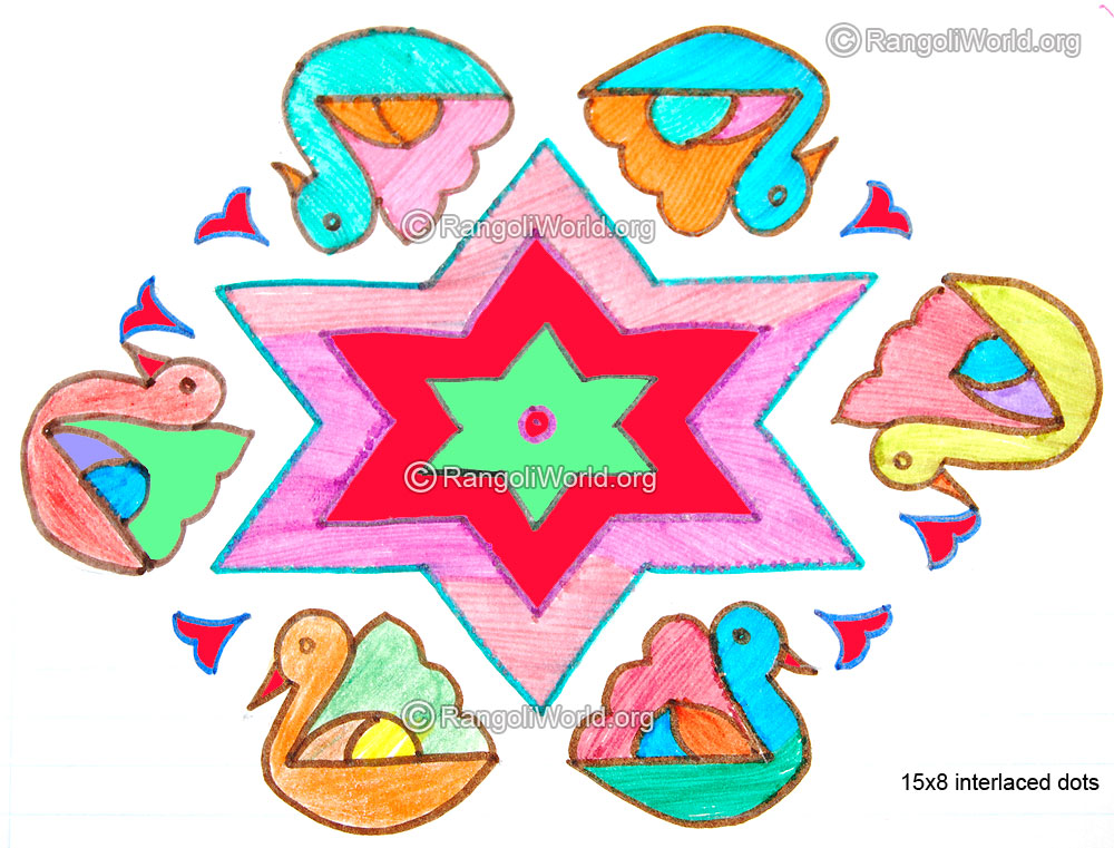Duck and stars kolam